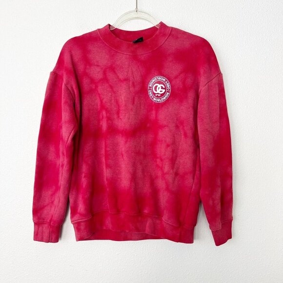 Upcycled Bleach Tie Dye Obey Worldwide Women Medium Crewneck Pullover Sweatshirt - Picture 1 of 7